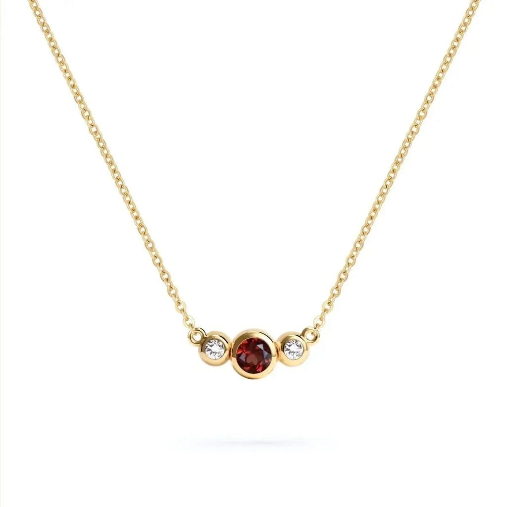 Barrington Garnet Necklace with Diamond Side Stones (January)