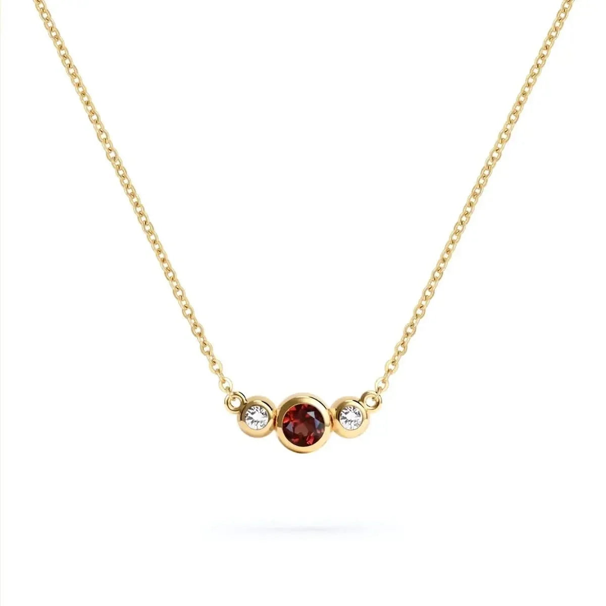 Barrington Garnet Necklace with Diamond Side Stones (January)