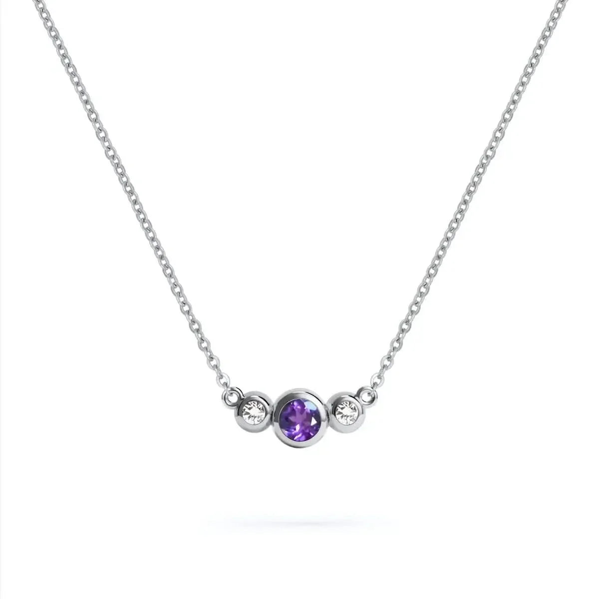 Barrington Amethyst Necklace with Diamond Side Stones (February)