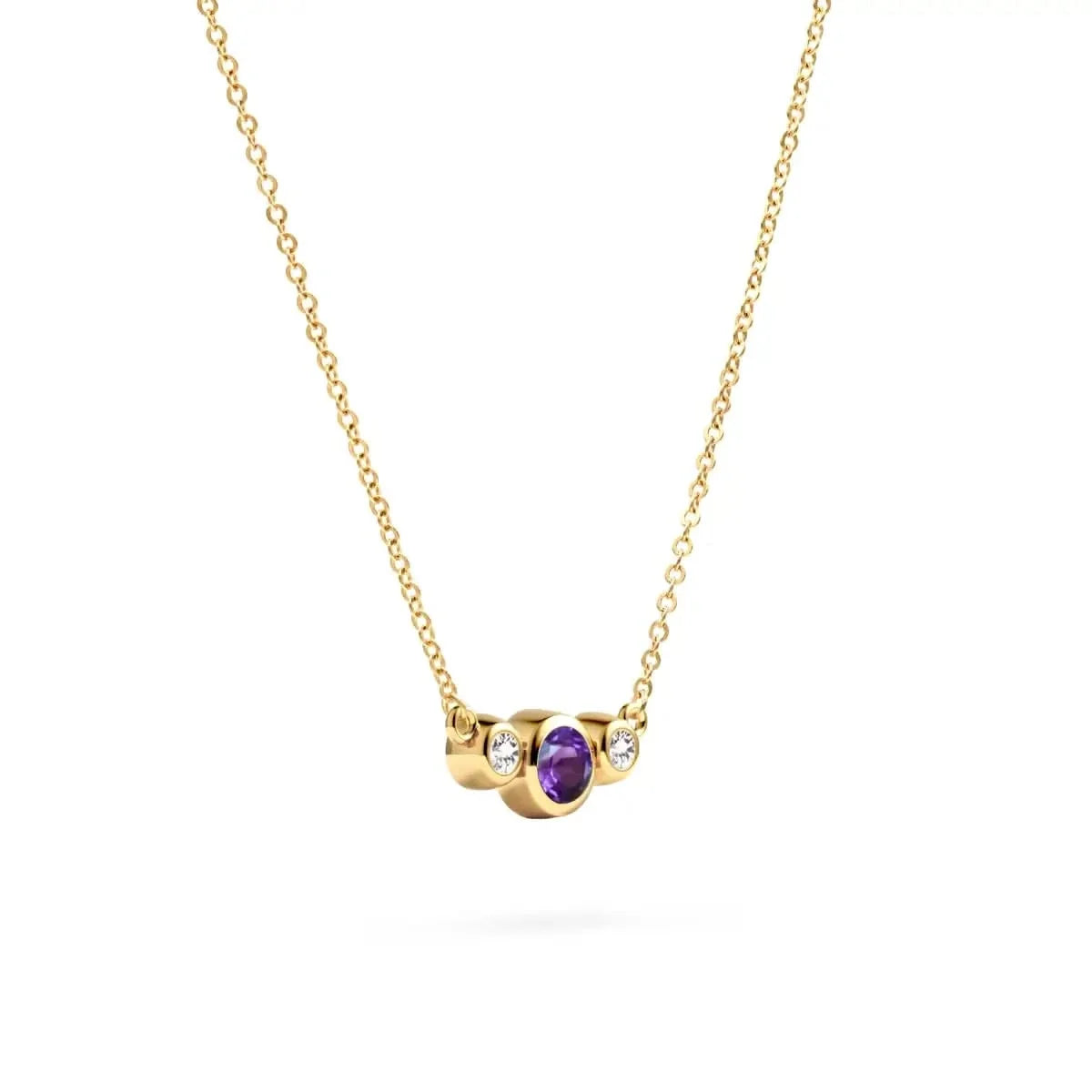 Barrington Amethyst Necklace with Diamond Side Stones (February)