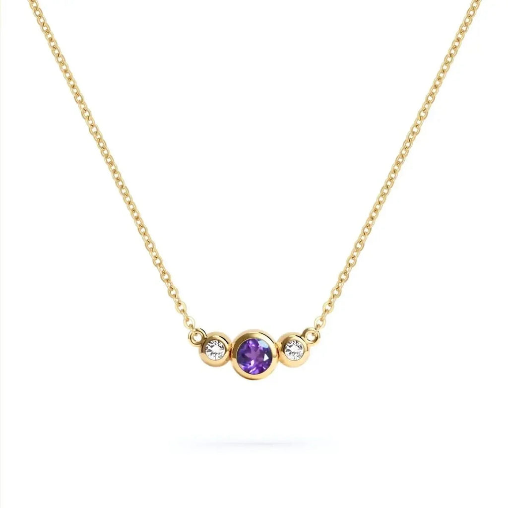 Barrington Amethyst Necklace with Diamond Side Stones (February)