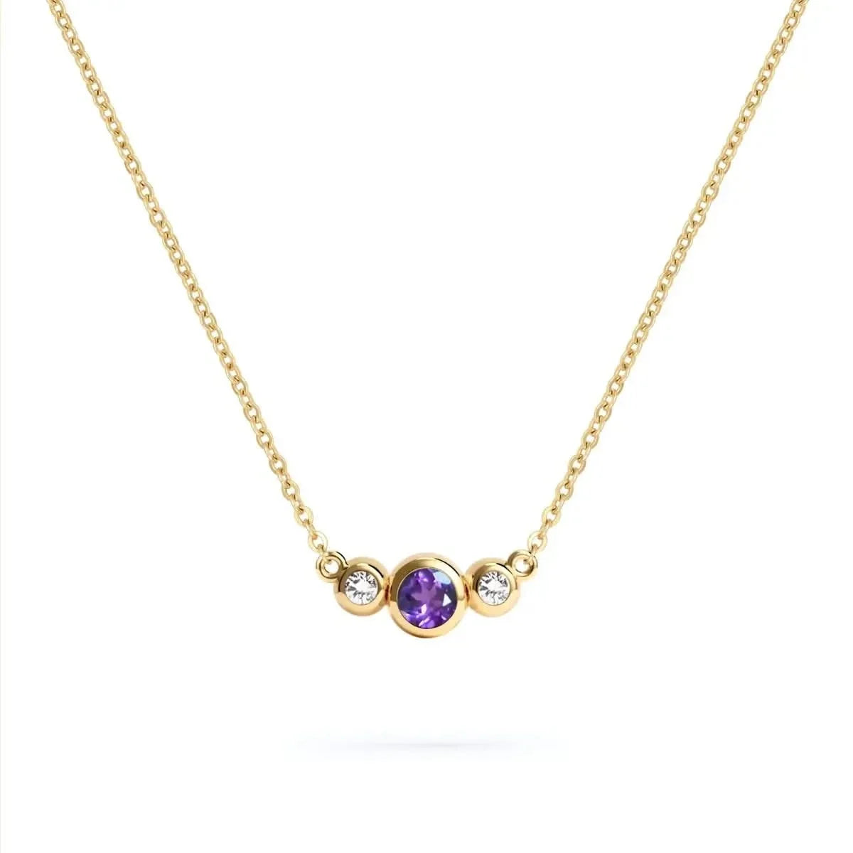 Barrington Amethyst Necklace with Diamond Side Stones (February)