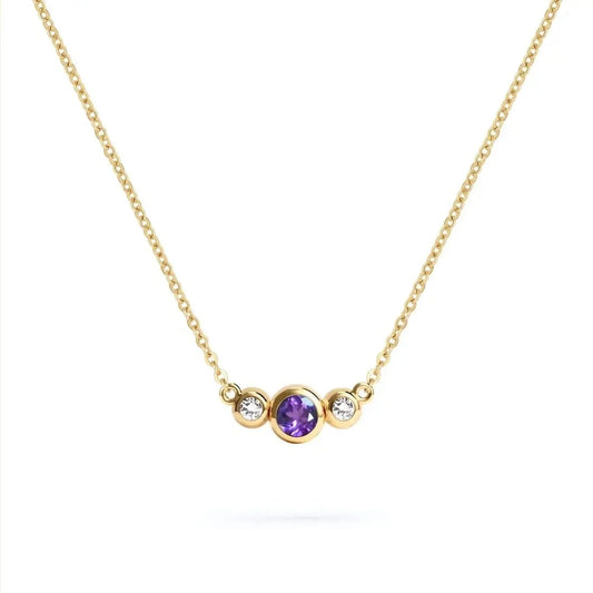 Barrington Amethyst Necklace with Diamond Side Stones (February)