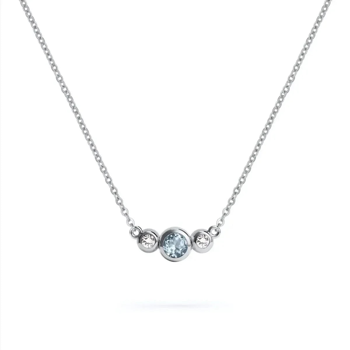 Barrington Aquamarine Necklace with Diamond Side Stones (March)