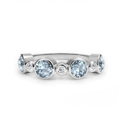 Barrington Aquamarine Band Ring with Diamonds in 14k Gold (March)