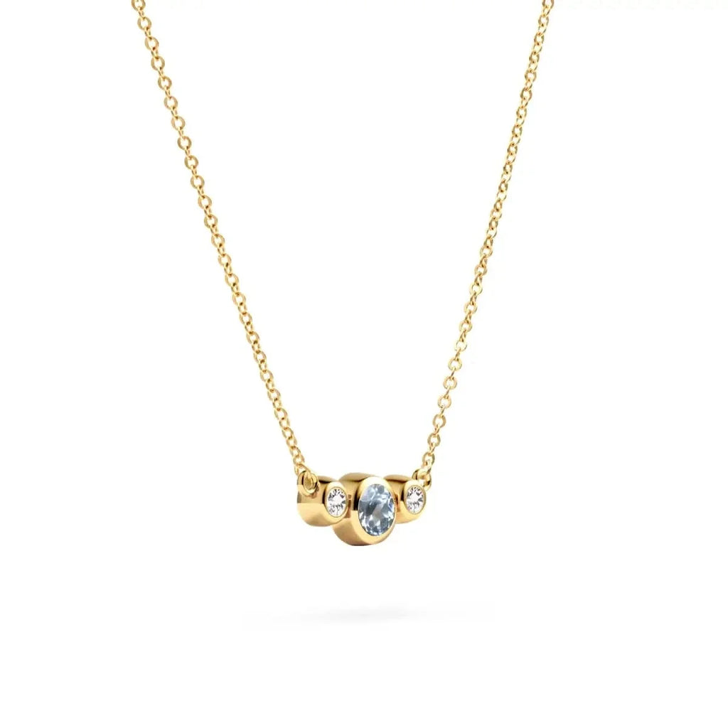 Barrington Aquamarine Necklace with Diamond Side Stones (March)