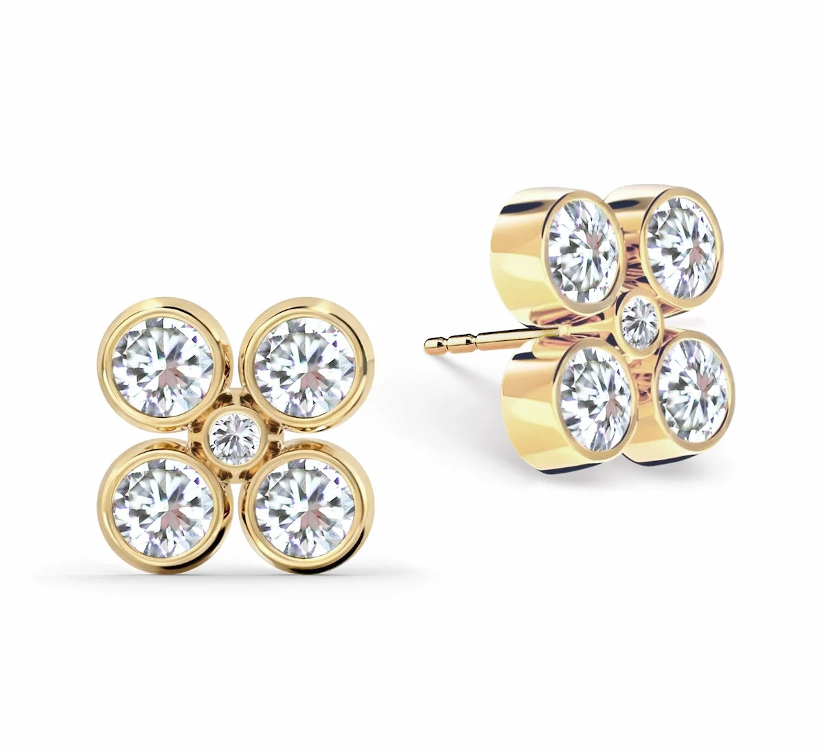 Barrington Quatrefoil Diamond Earrings in 14k Gold (April)