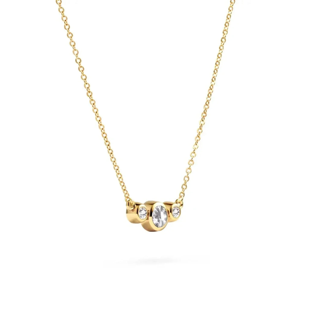 Barrington White Topaz Necklace with Diamond Side Stones (April)
