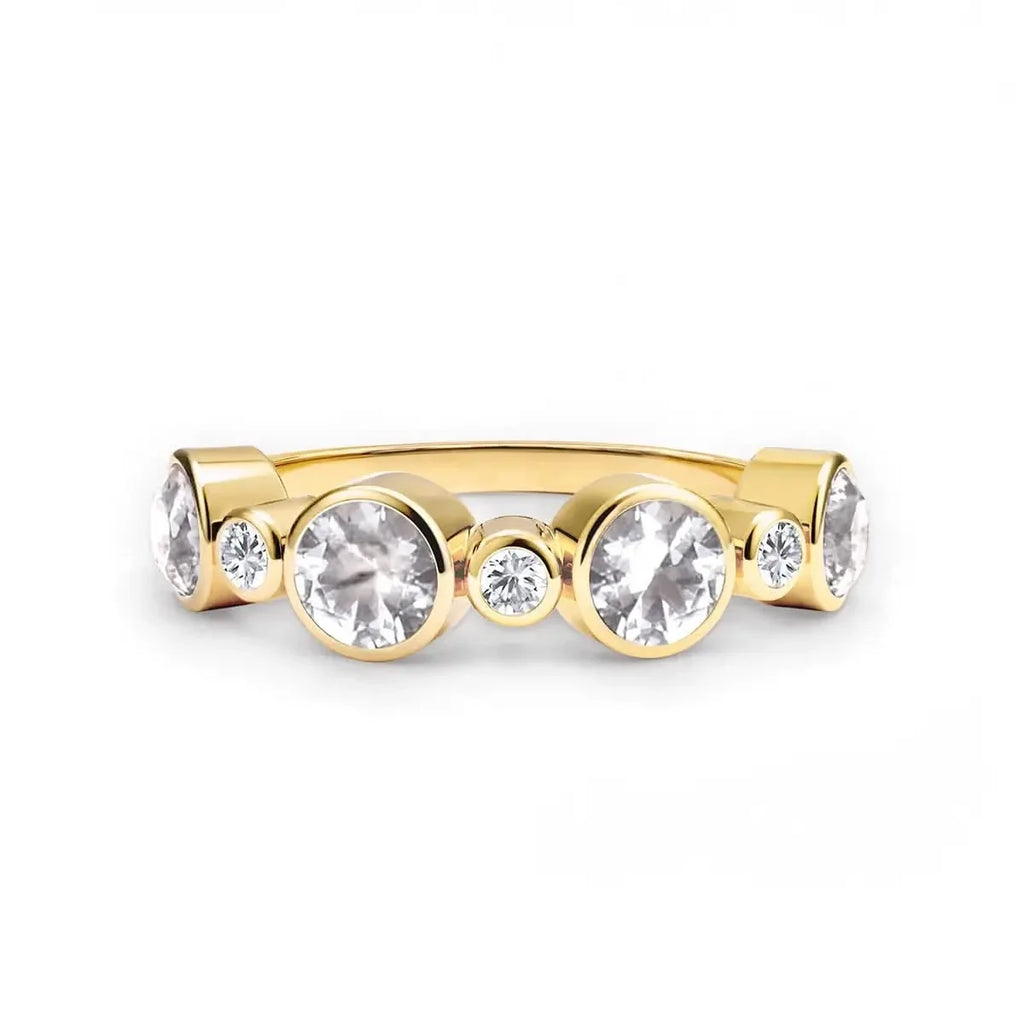 Barrington White Topaz Band Ring with Diamonds in 14k Gold (April)