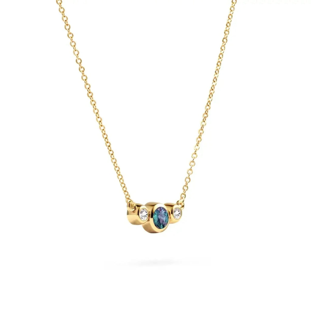 Barrington Alexandrite Necklace with Diamond Side Stones (June)