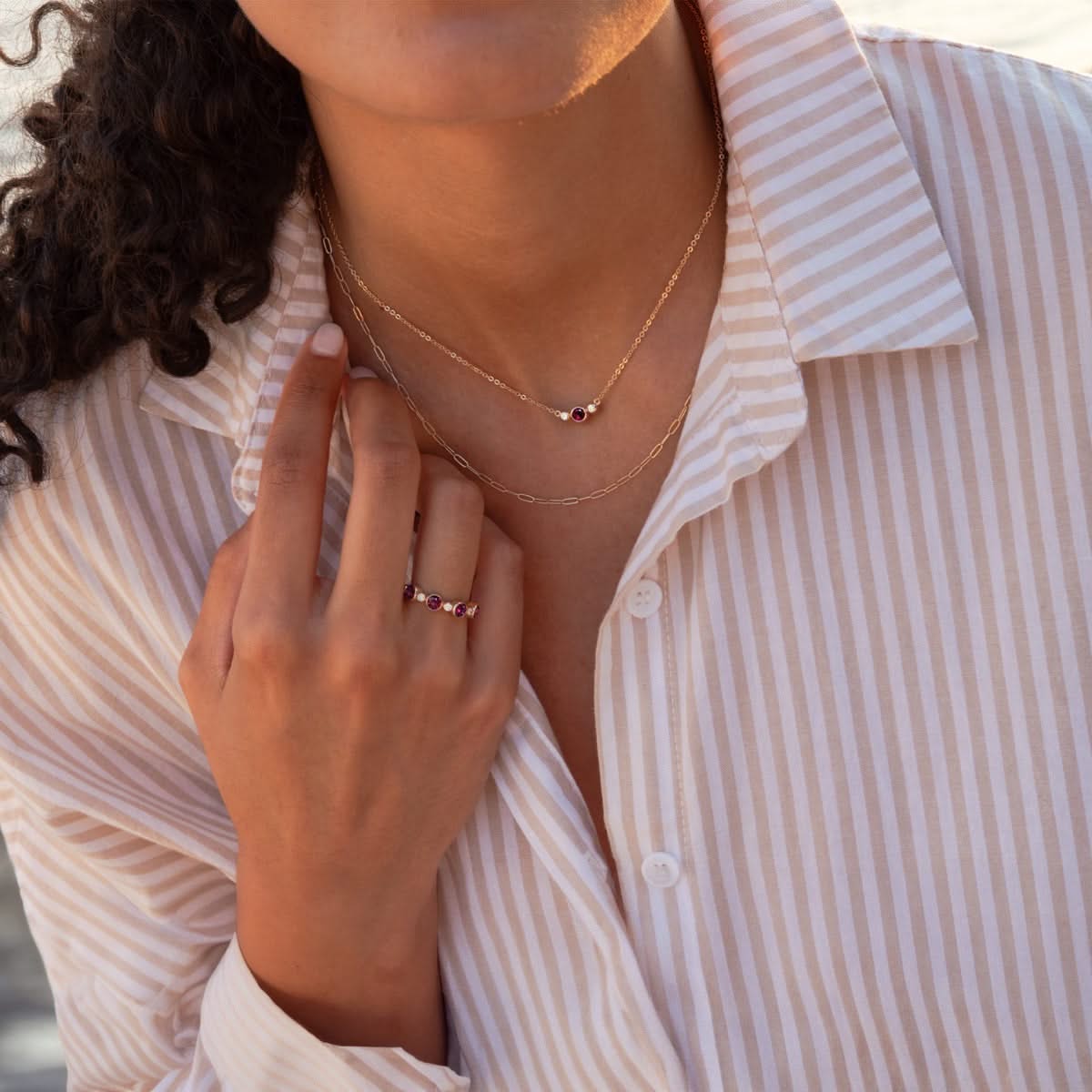 Barrington Ruby Necklace with Diamond Side Stones (July)