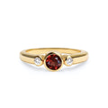Barrington Garnet Ring with Diamond Side Stones in 14k Gold (January)