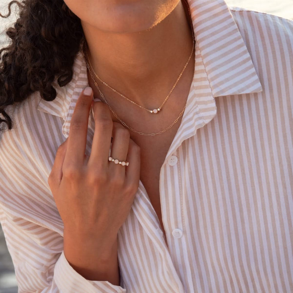 Barrington Opal Necklace with Diamond Side Stones (October)
