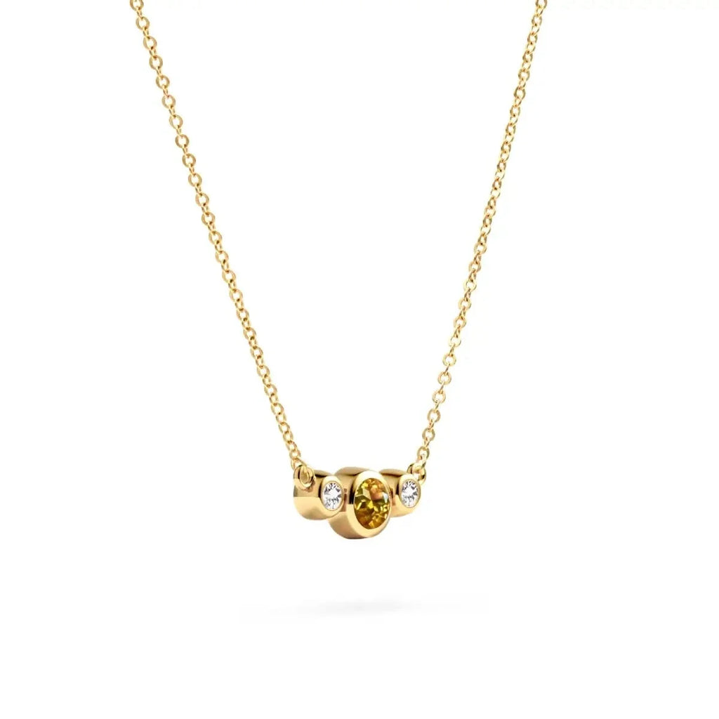 Barrington Citrine Necklace with Diamond Side Stones (November)
