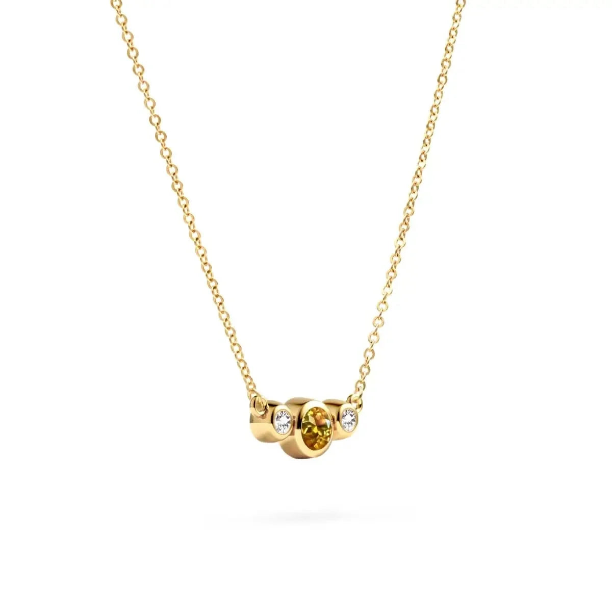 Barrington Citrine Necklace with Diamond Side Stones (November)