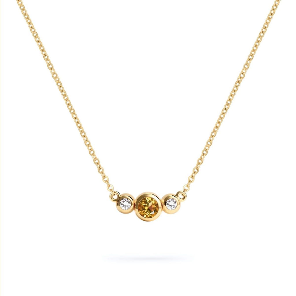 Barrington Citrine Necklace with Diamond Side Stones (November)