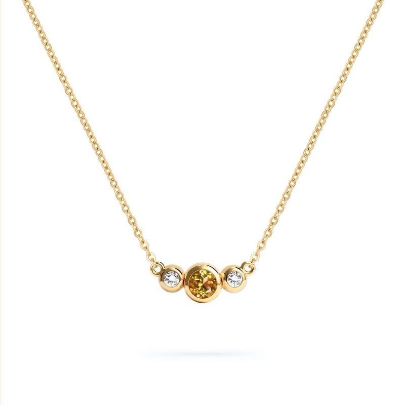 Barrington Citrine Necklace with Diamond Side Stones (November)