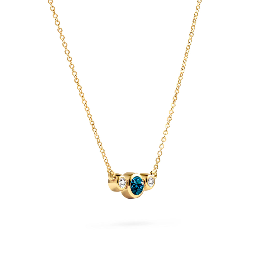 Barrington Atlantic Blue Topaz Necklace with Diamond Side Stones (December)