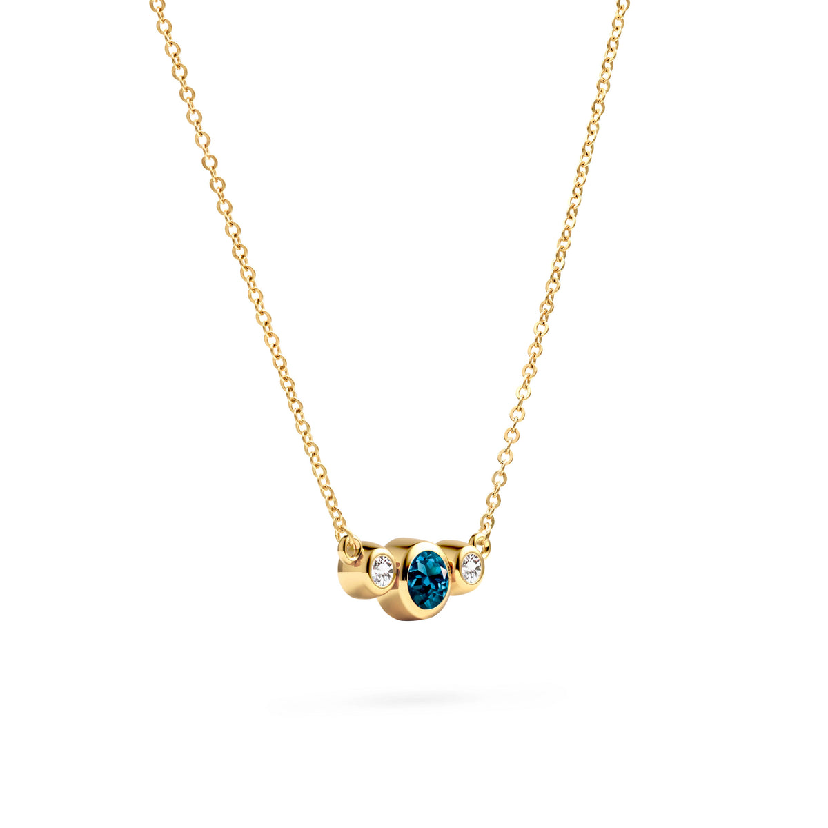 Barrington Atlantic Blue Topaz Necklace with Diamond Side Stones (December)