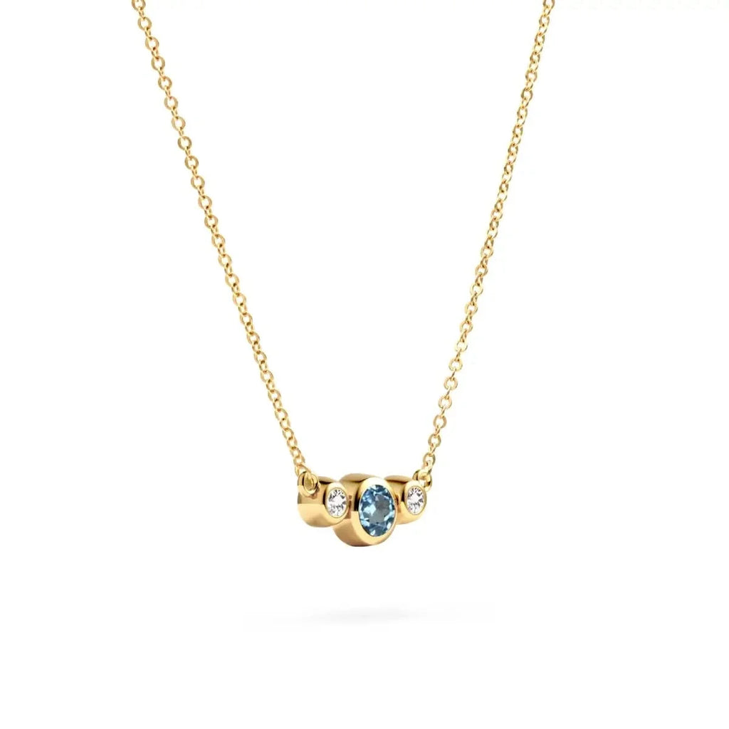 Barrington Nantucket Blue Topaz Necklace with Diamond Side Stones (December)