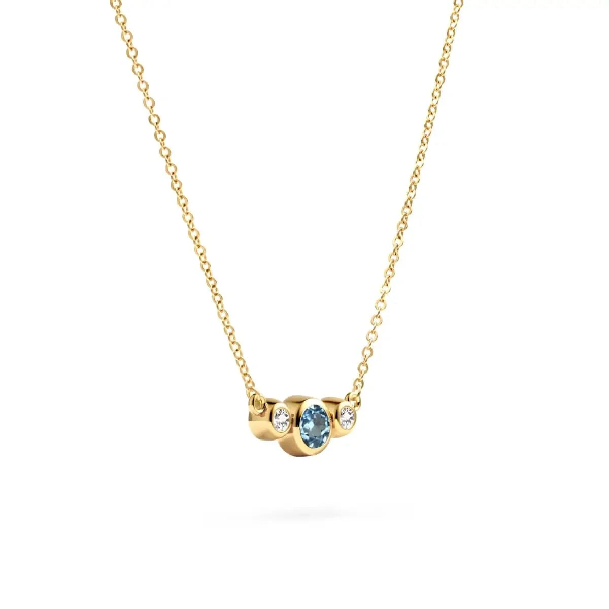 Barrington Nantucket Blue Topaz Necklace with Diamond Side Stones (December)