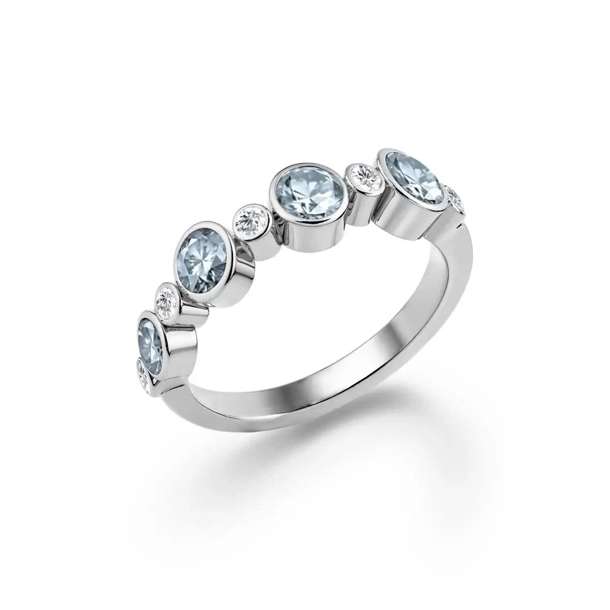 Barrington Aquamarine Band Ring with Diamonds in 14k Gold (March)