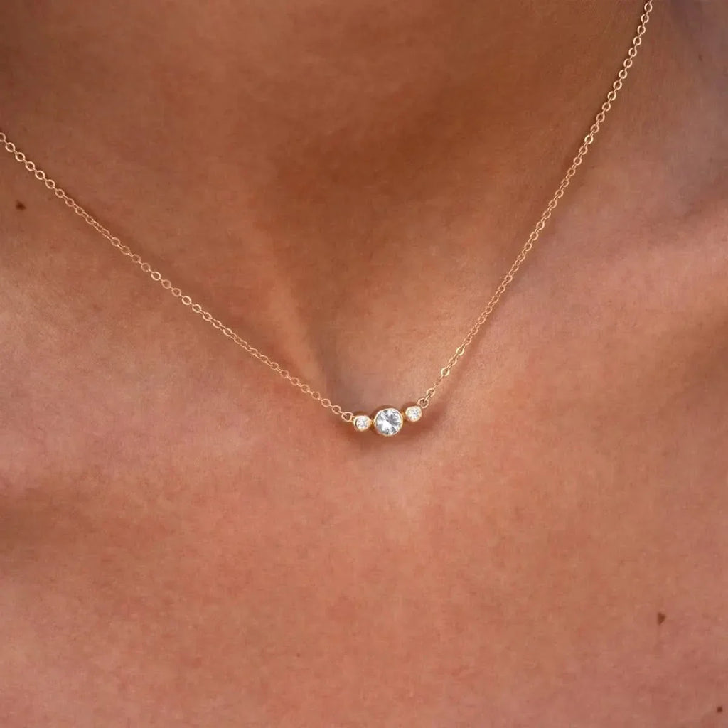 Barrington White Topaz Necklace with Diamond Side Stones (April)