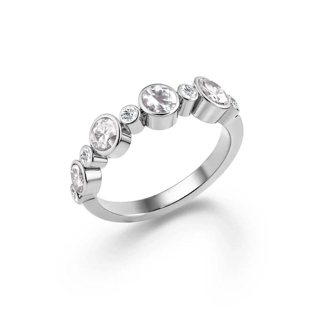 Barrington White Topaz Band Ring with Diamonds in 14k Gold (April)