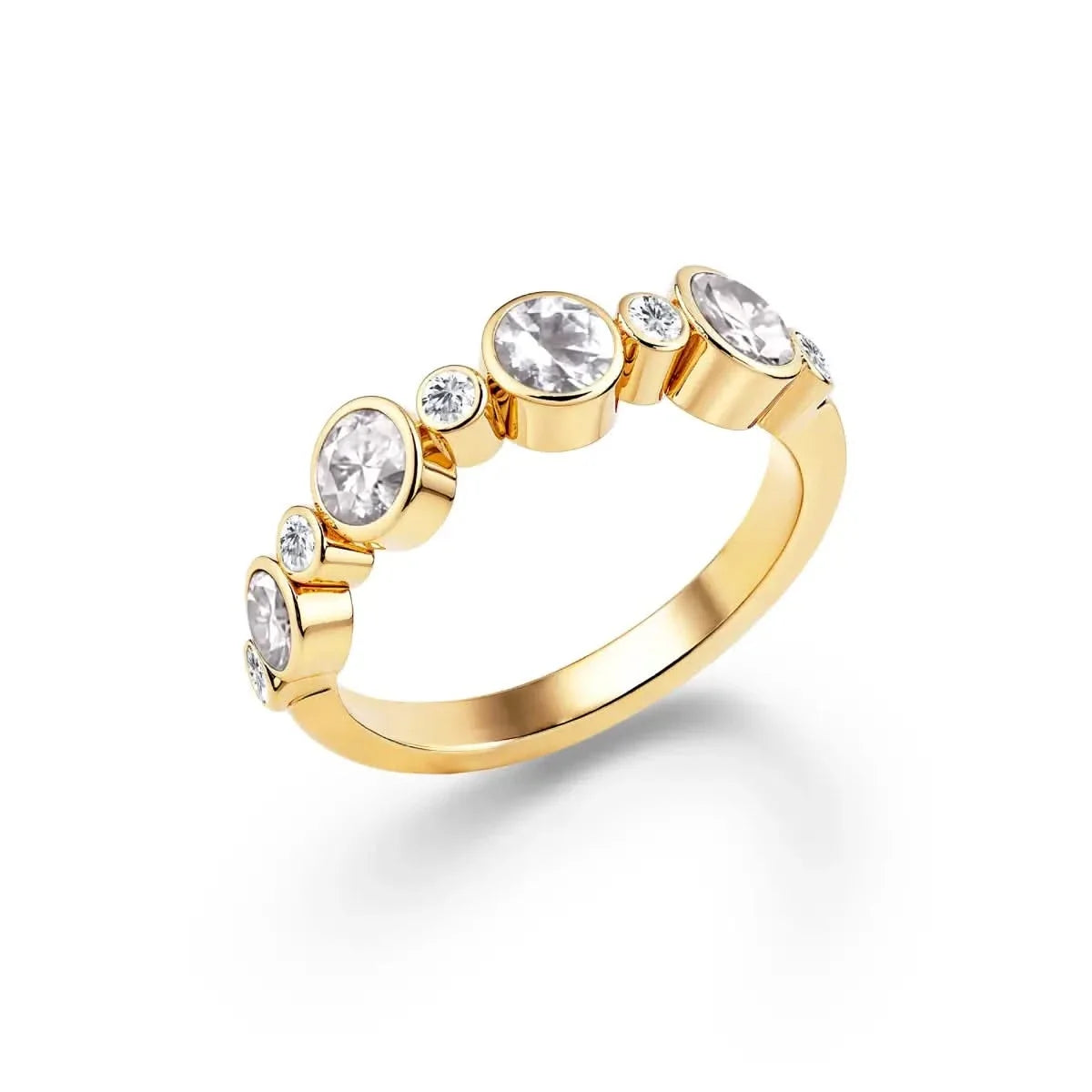 Barrington White Topaz Band Ring with Diamonds in 14k Gold (April)