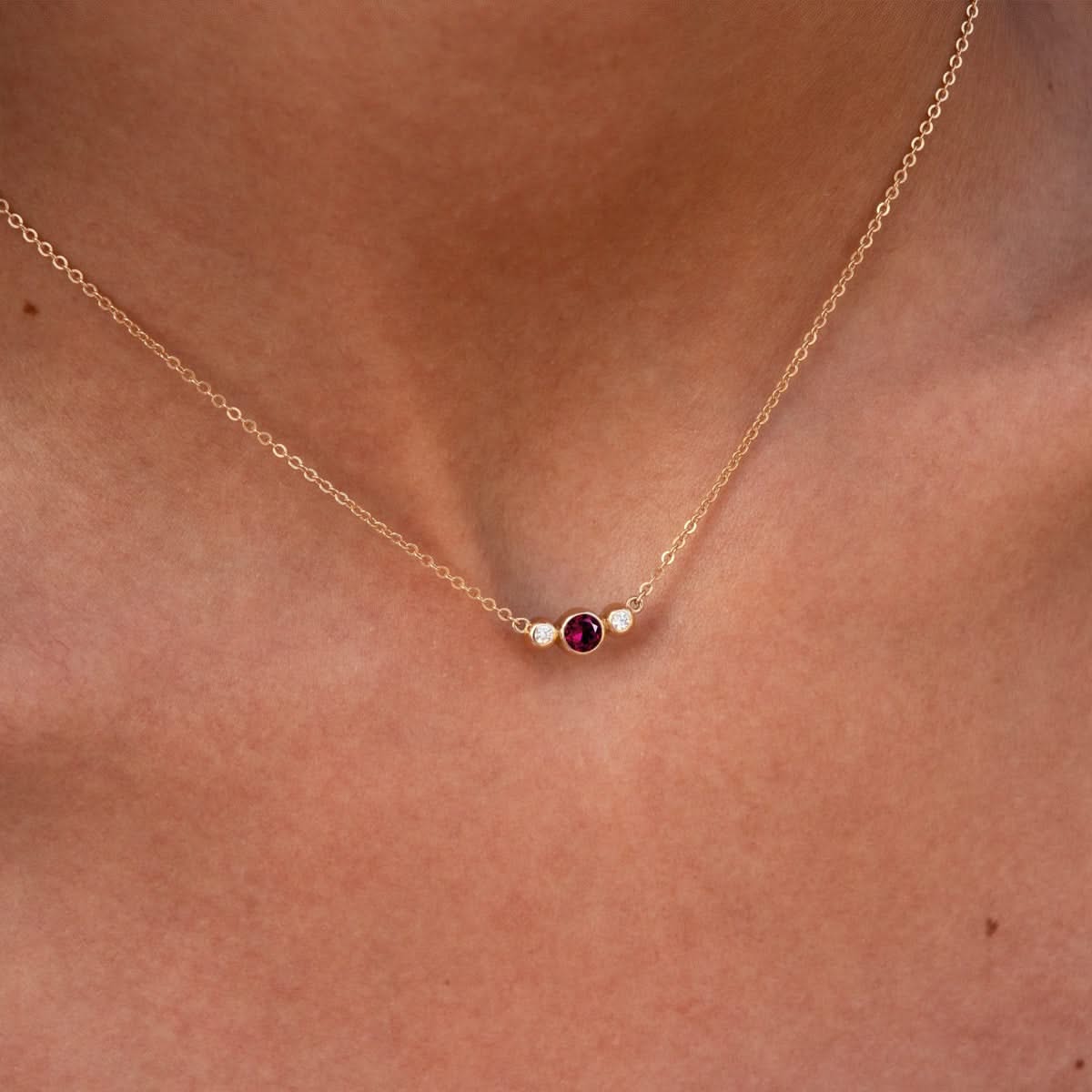 Barrington Ruby Necklace with Diamond Side Stones (July)