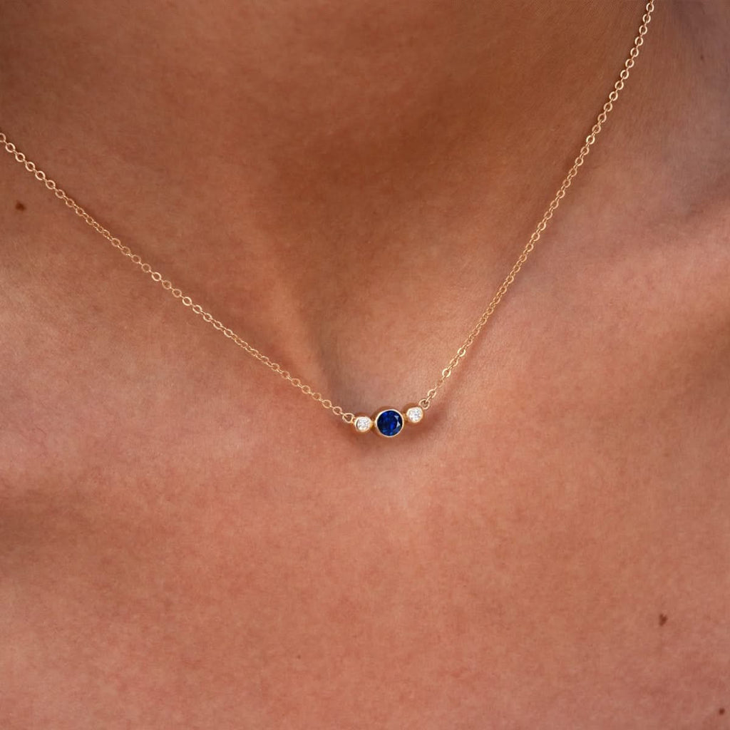 Barrington Sapphire Necklace with Diamond Side Stones (September)