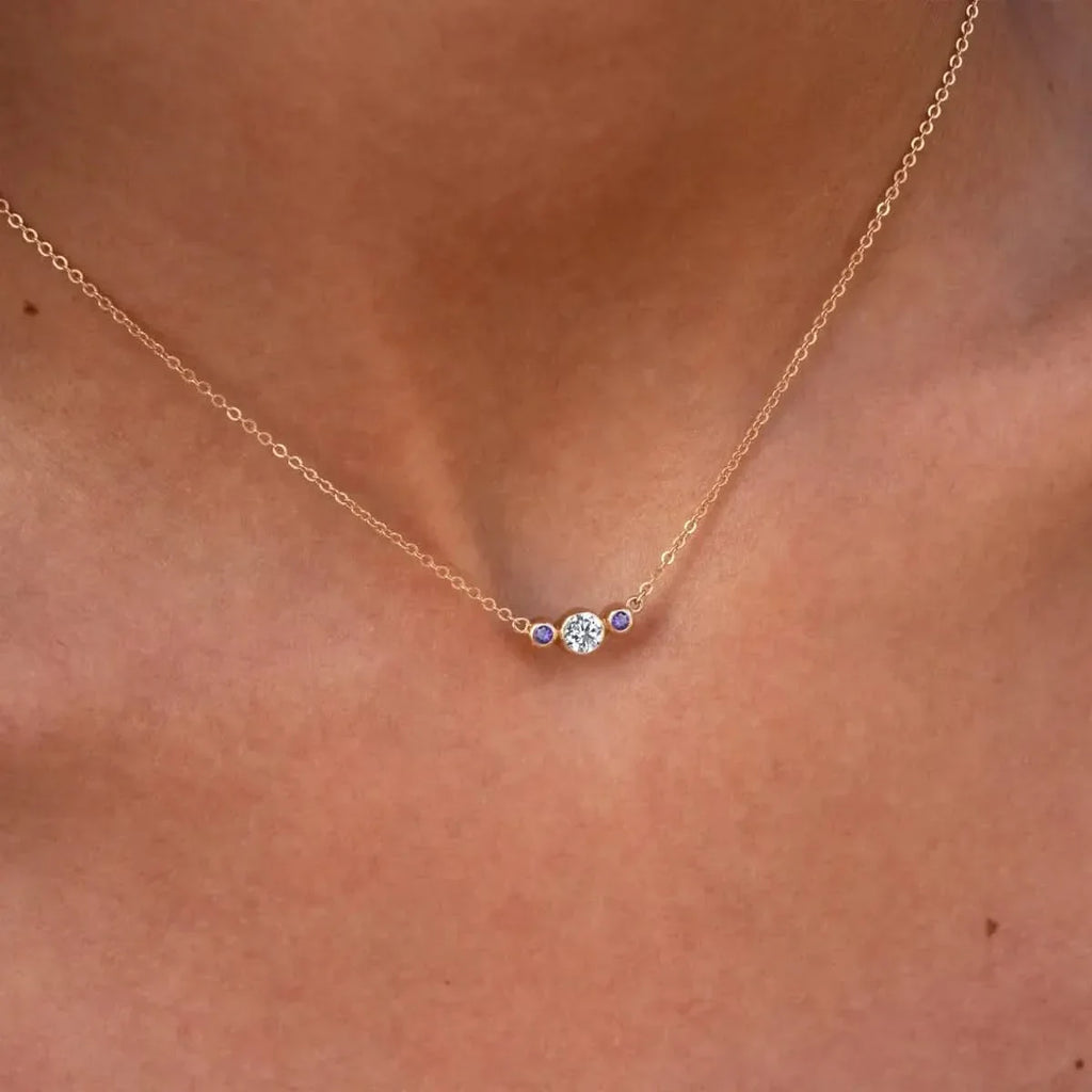 Barrington Diamond Necklace with Amethyst Side Stones (February)