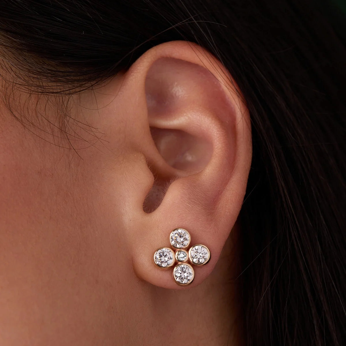 Barrington Quatrefoil Diamond Earrings in 14k Gold (April)