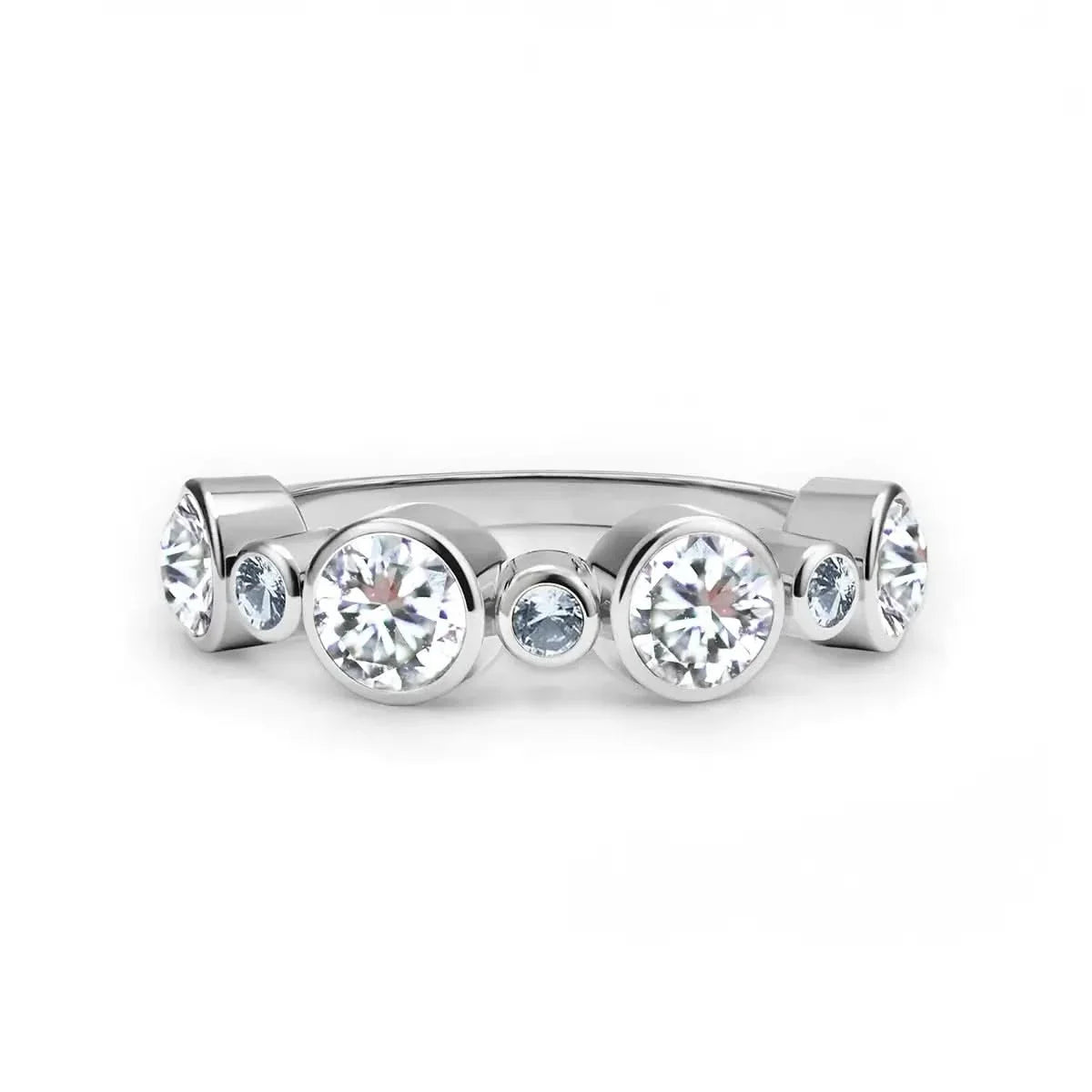 Barrington Diamond Band Ring with Aquamarines in 14k Gold (March)