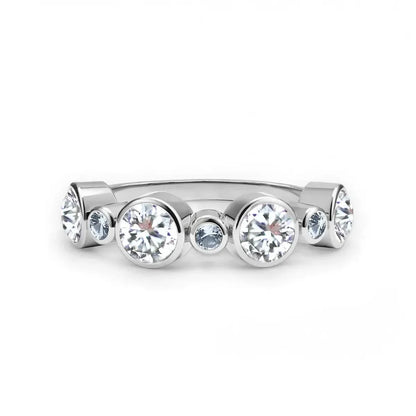 Barrington Diamond Band Ring with Aquamarines in 14k Gold (March)