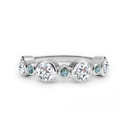 Barrington Diamond Band Ring with Alexandrites in 14k Gold (June)