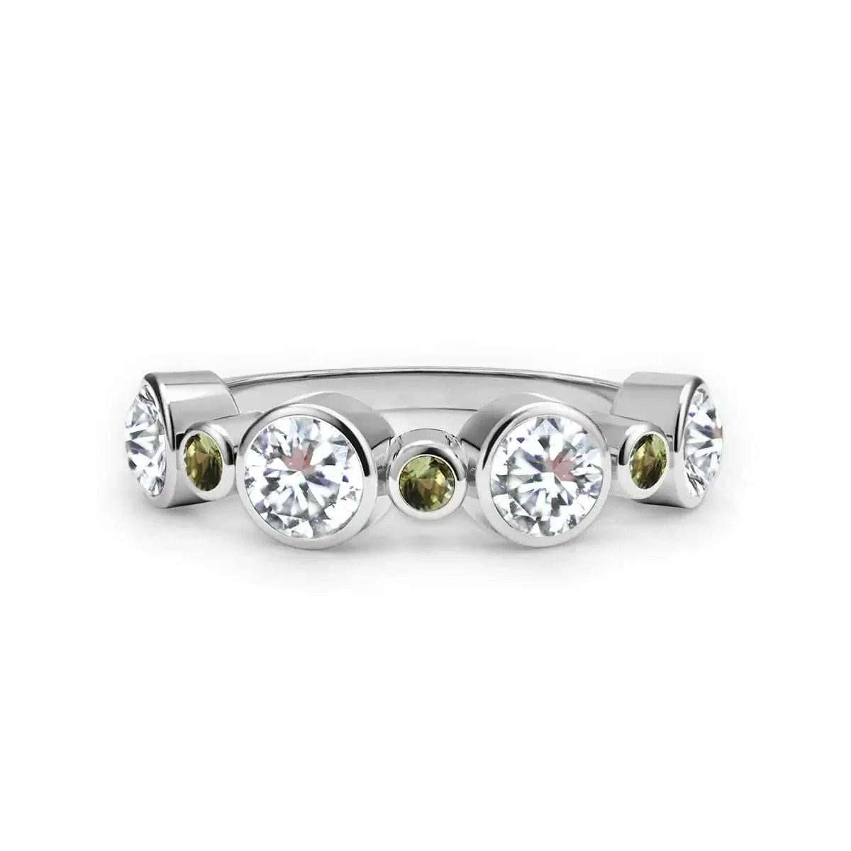 Barrington Diamond Band Ring with Peridots in 14k Gold (August)