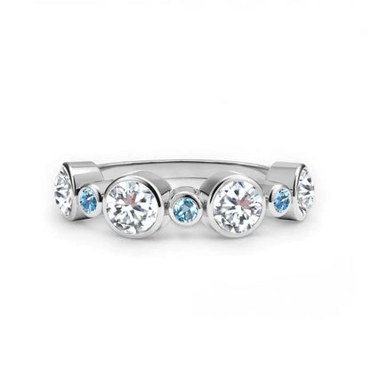 Barrington Diamond Band Ring with Nantucket Blue Topaz in 14k Gold (December)