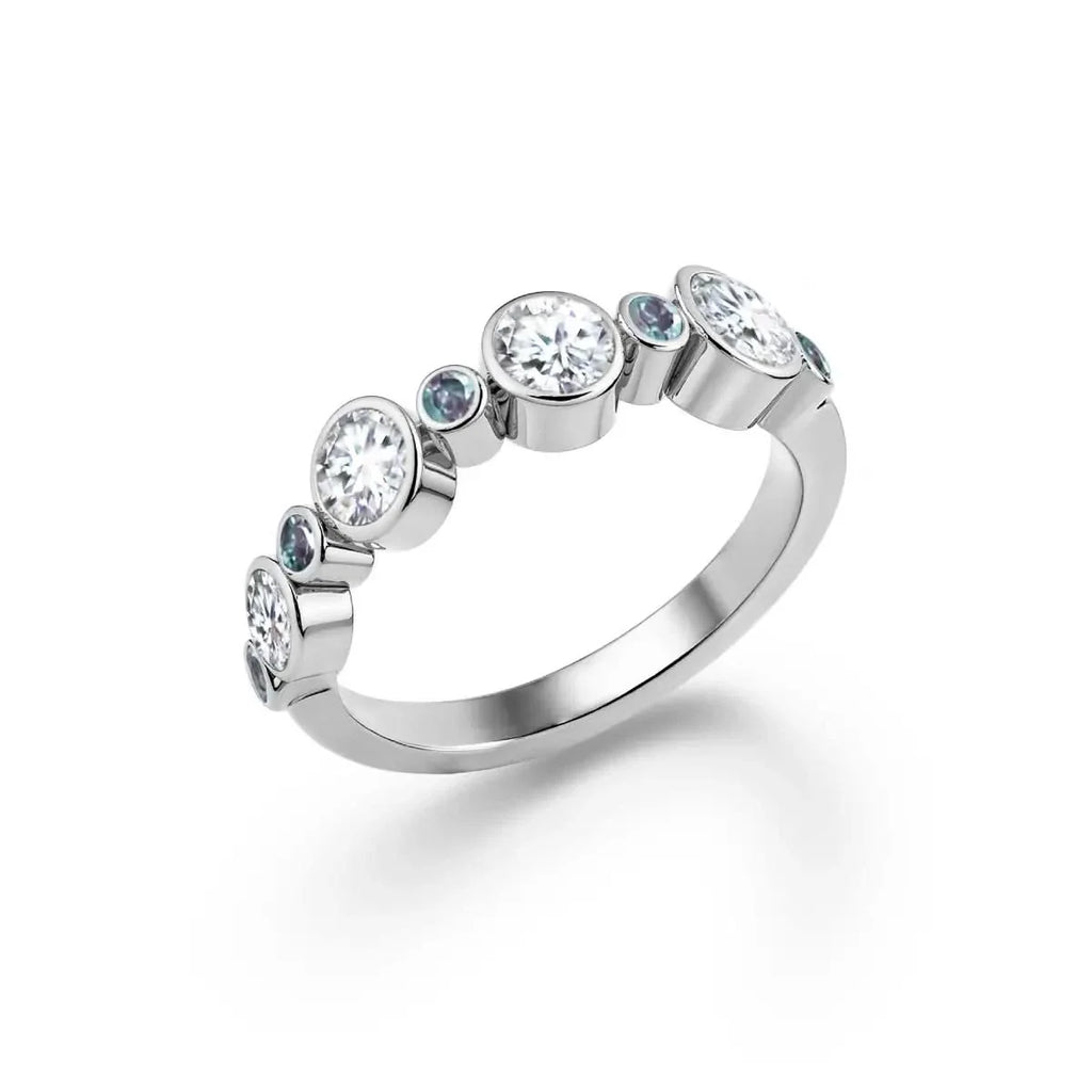 Barrington Diamond Band Ring with Alexandrites in 14k Gold (June)