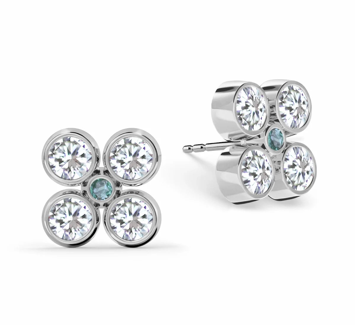 Barrington Quatrefoil Diamond & Alexandrite Earrings in 14k Gold (June)