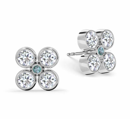 Barrington Quatrefoil Diamond & Alexandrite Earrings in 14k Gold (June)
