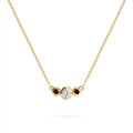 Barrington Diamond Necklace with Garnet Side Stones in 14k Gold (January)