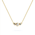 Barrington Diamond Necklace with Aquamarine Side Stones in 14k Gold (March)