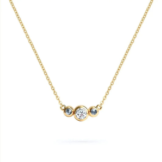 Barrington Diamond Necklace with Aquamarine Side Stones in 14k Gold (March)