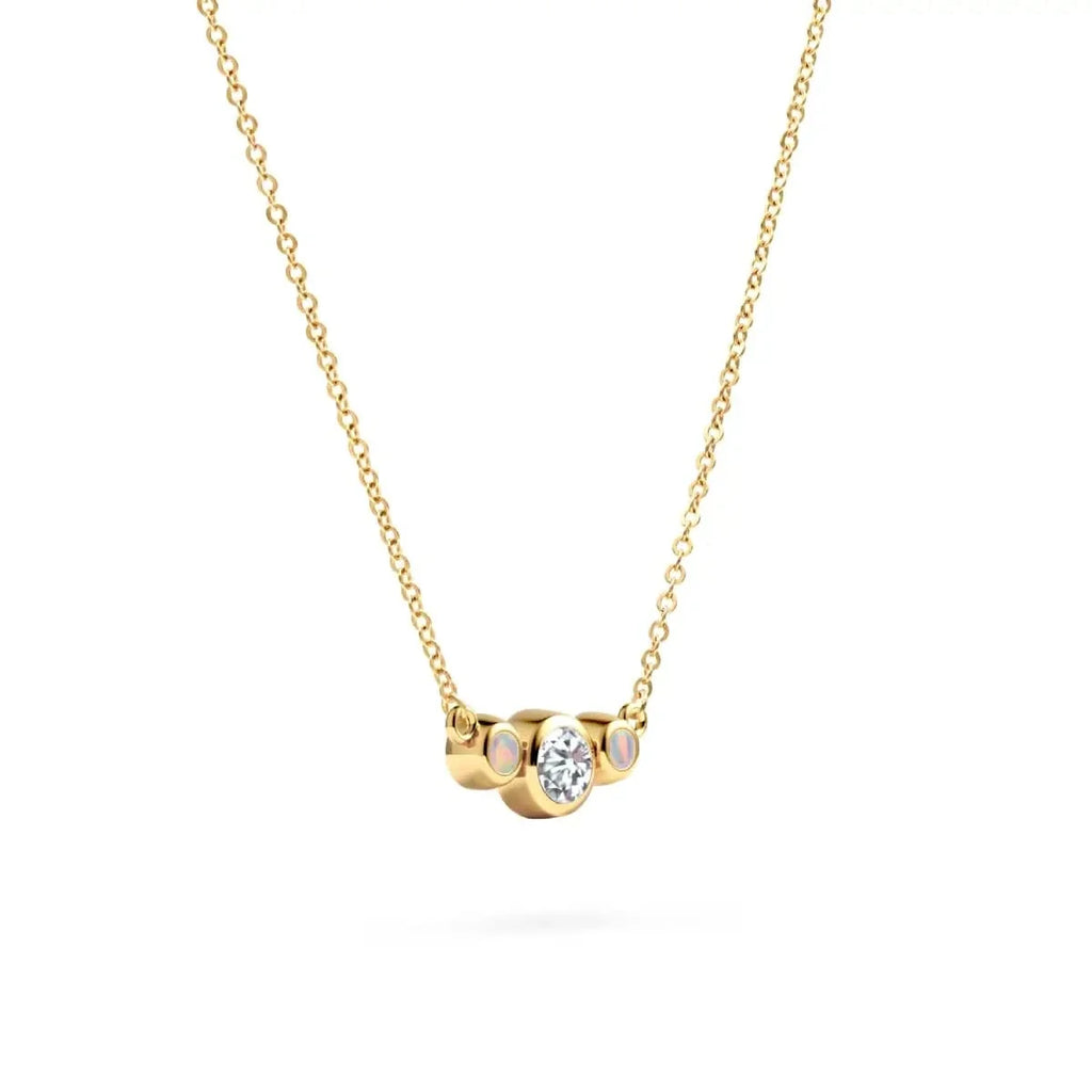 Barrington Diamond Necklace with Opal Side Stones (October)