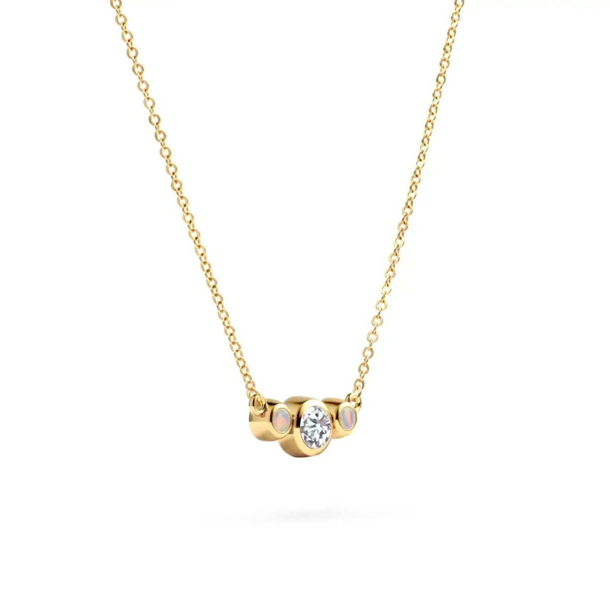Barrington Diamond Necklace with Opal Side Stones (October)