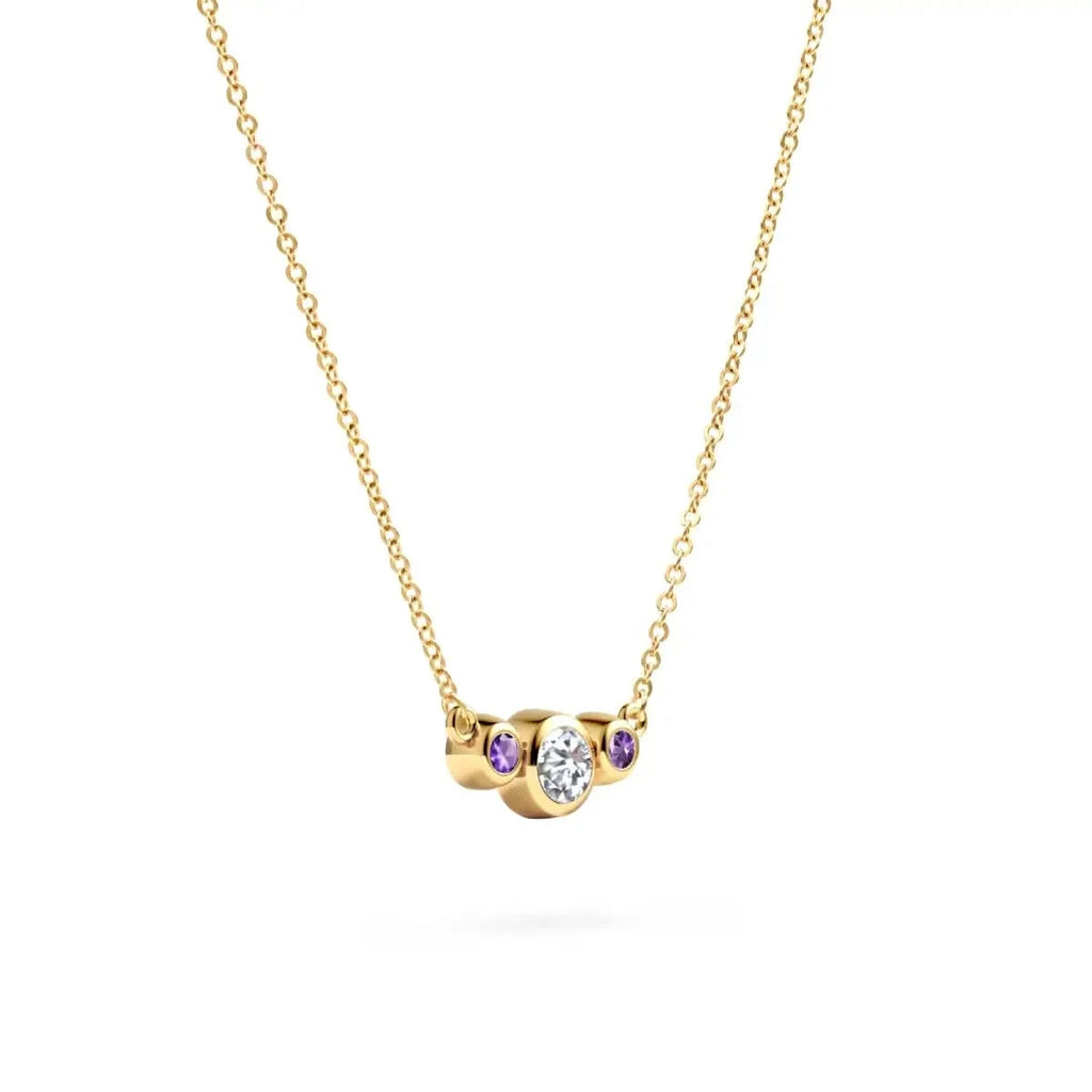 Barrington Diamond Necklace with Amethyst Side Stones (February)