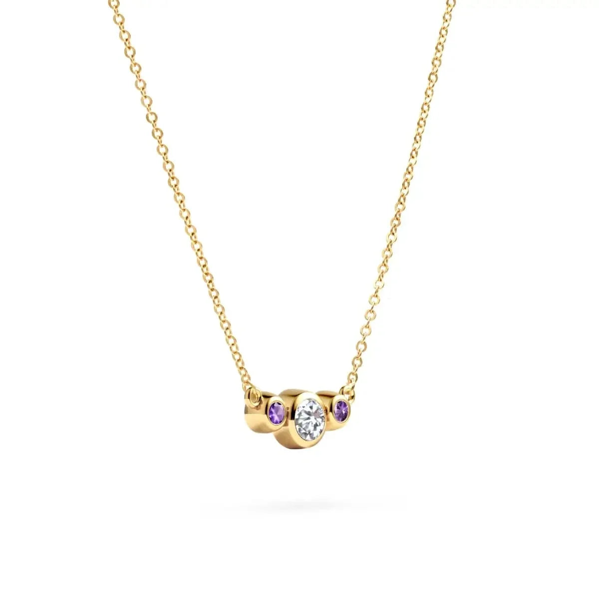 Barrington Diamond Necklace with Amethyst Side Stones (February)