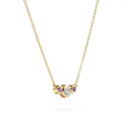 Barrington Diamond Necklace with Amethyst Side Stones (February)