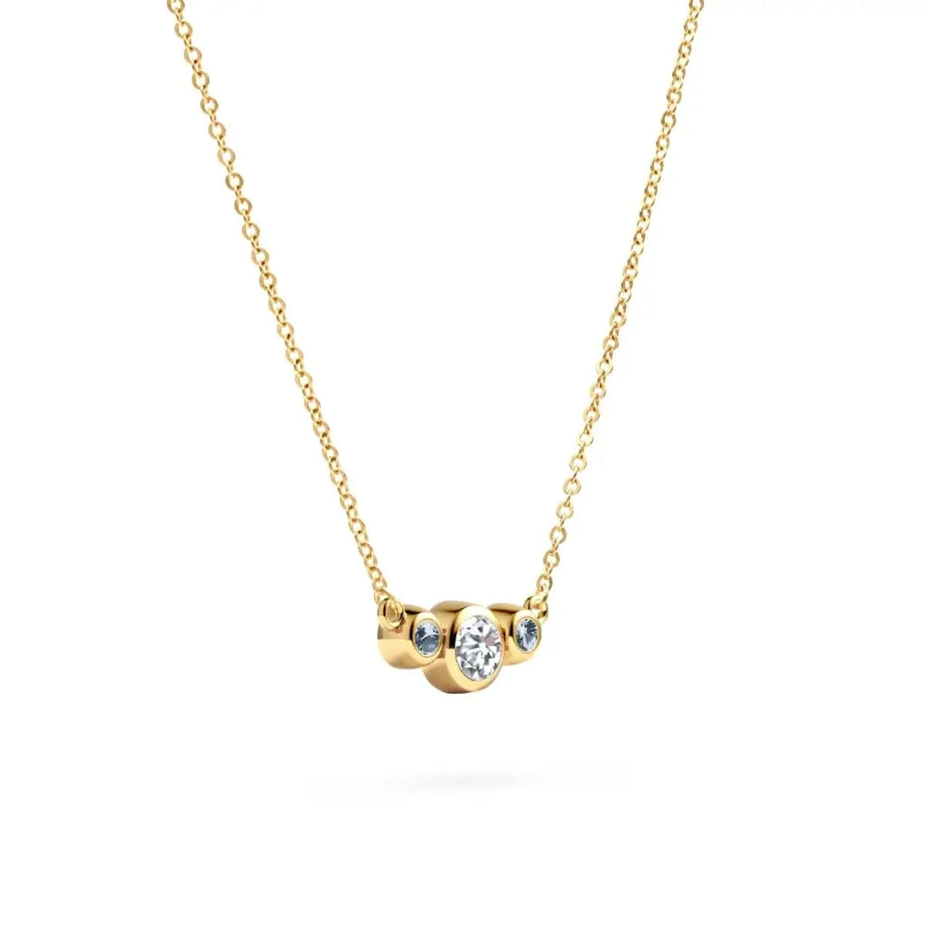 Barrington Diamond Necklace with Aquamarine Side Stones in 14k Gold (March)